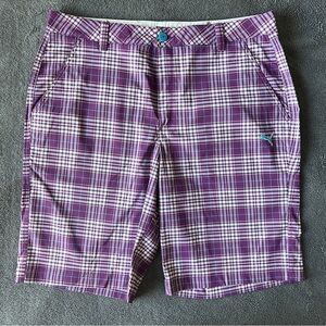 🔥Puma Men's Purple Plaid Golf Shorts